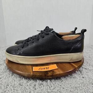 Ecco Mens 45 Soft 8 Black Leather Lace Up Casual Lifestyle Daily Modern Sneakers